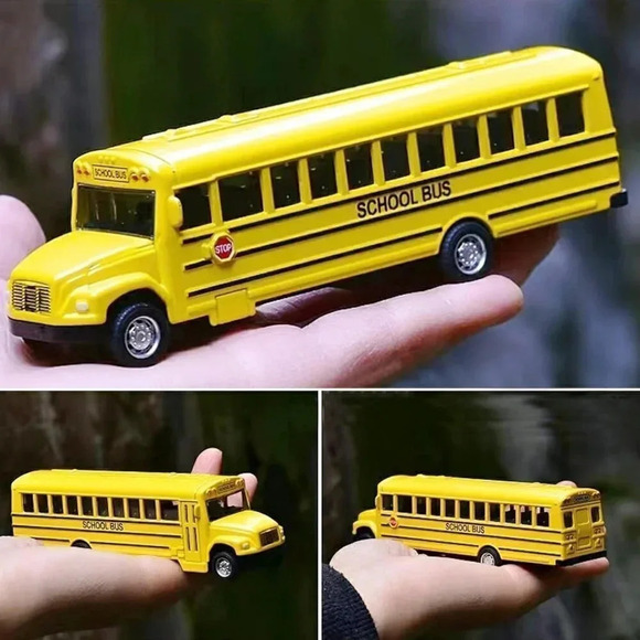 2 Pack 5.5" Pull Back Yellow School Bus Playset Durable Die-cast Metal  Toy - Picture 5 of 7